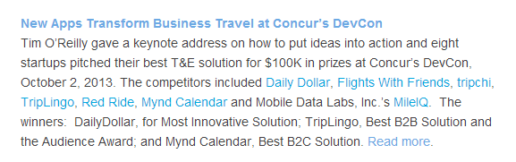 tripchi in the concur newsletter