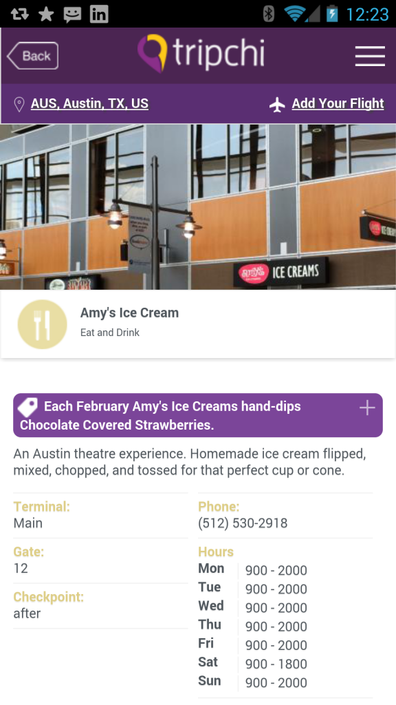 Amy's Ice Cream - in the tripchi airport app