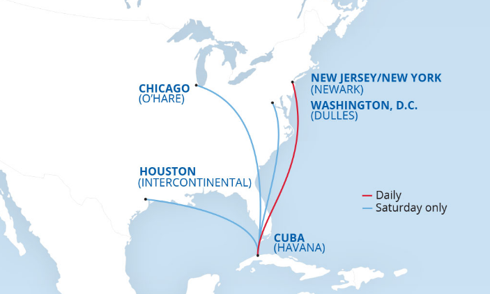 United Airlines flying US to Cuba routes